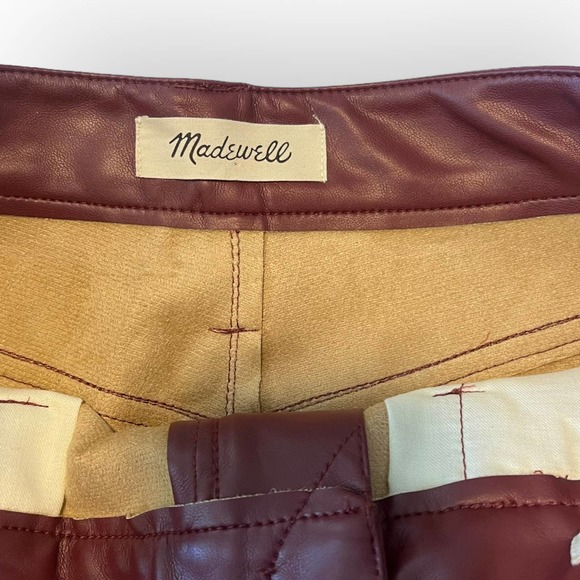 Madewell Perfect Vintage Straight Jean: Dark Cabernet Faux Leather Size 29 Red - Picture 6 of 9
